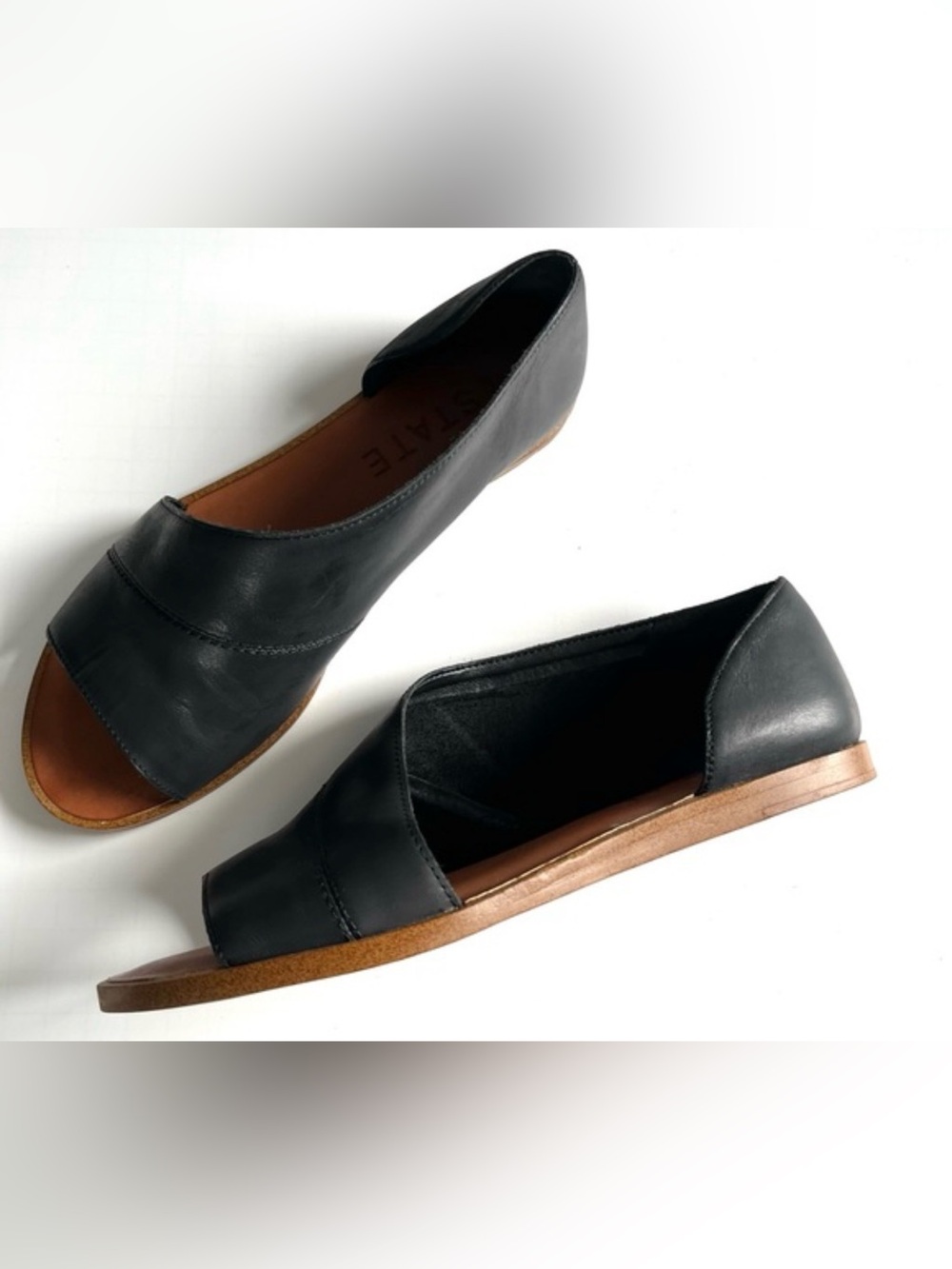1. State Black Leather Open-Toe Mules - Picture 2 of 6